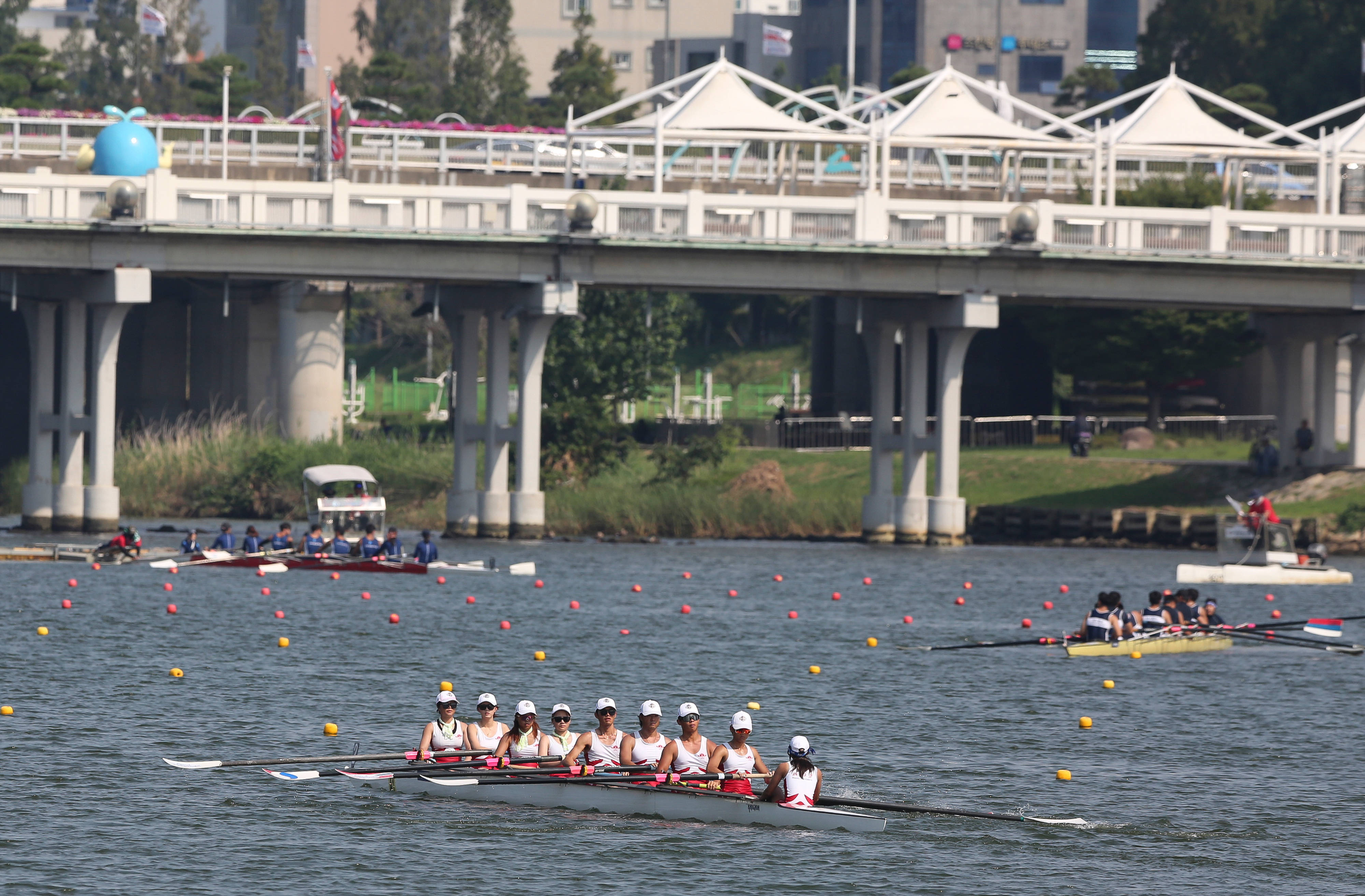 赛艇比赛中队员团结协作取胜 赛艇比赛中队员团结协作取胜